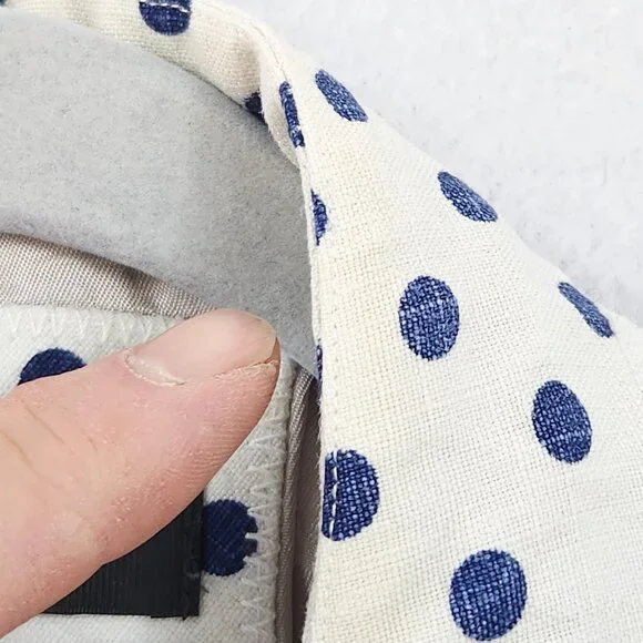 J Crew Jacket Womens 8 White Navy Blue Polka Dot Linen Schoolboy Blazer Career - Picture 4 of 15